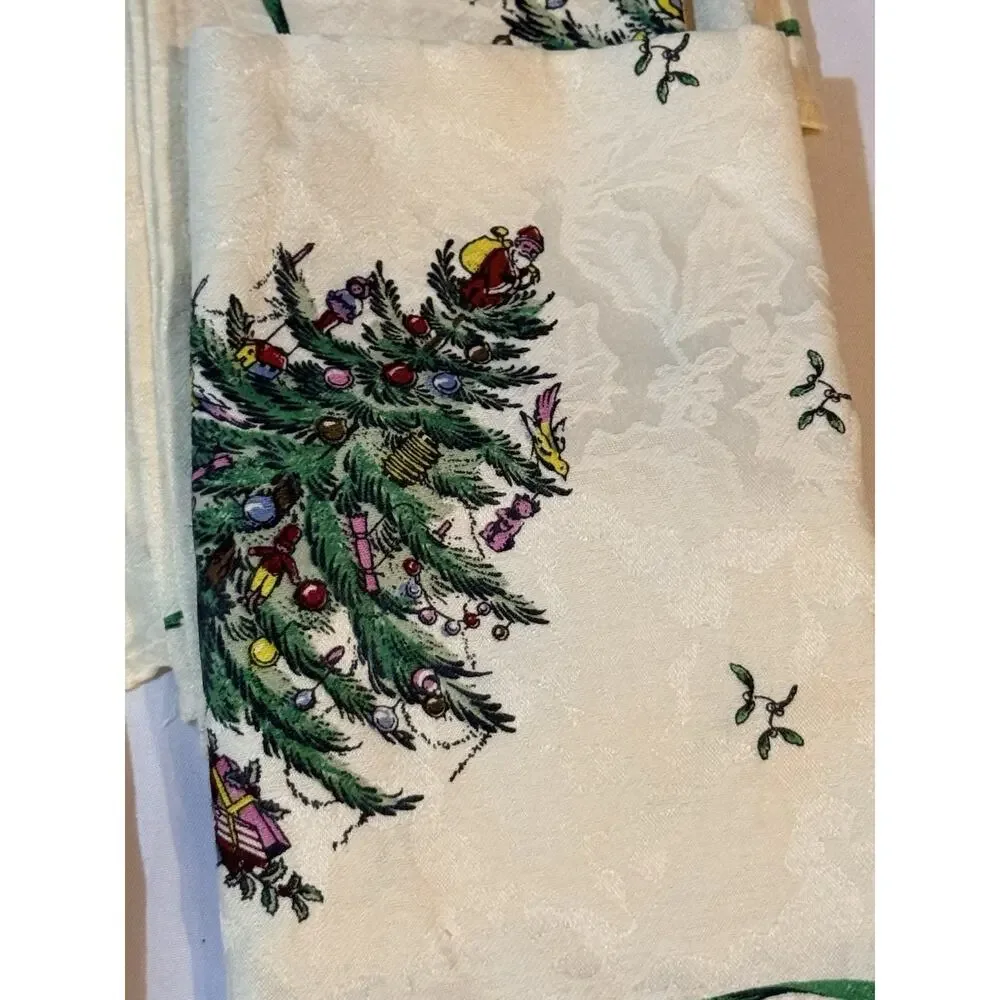 Spode Christmas Tree Damask Cloth Napkins Set of 12 Avanti Holiday Table Linens